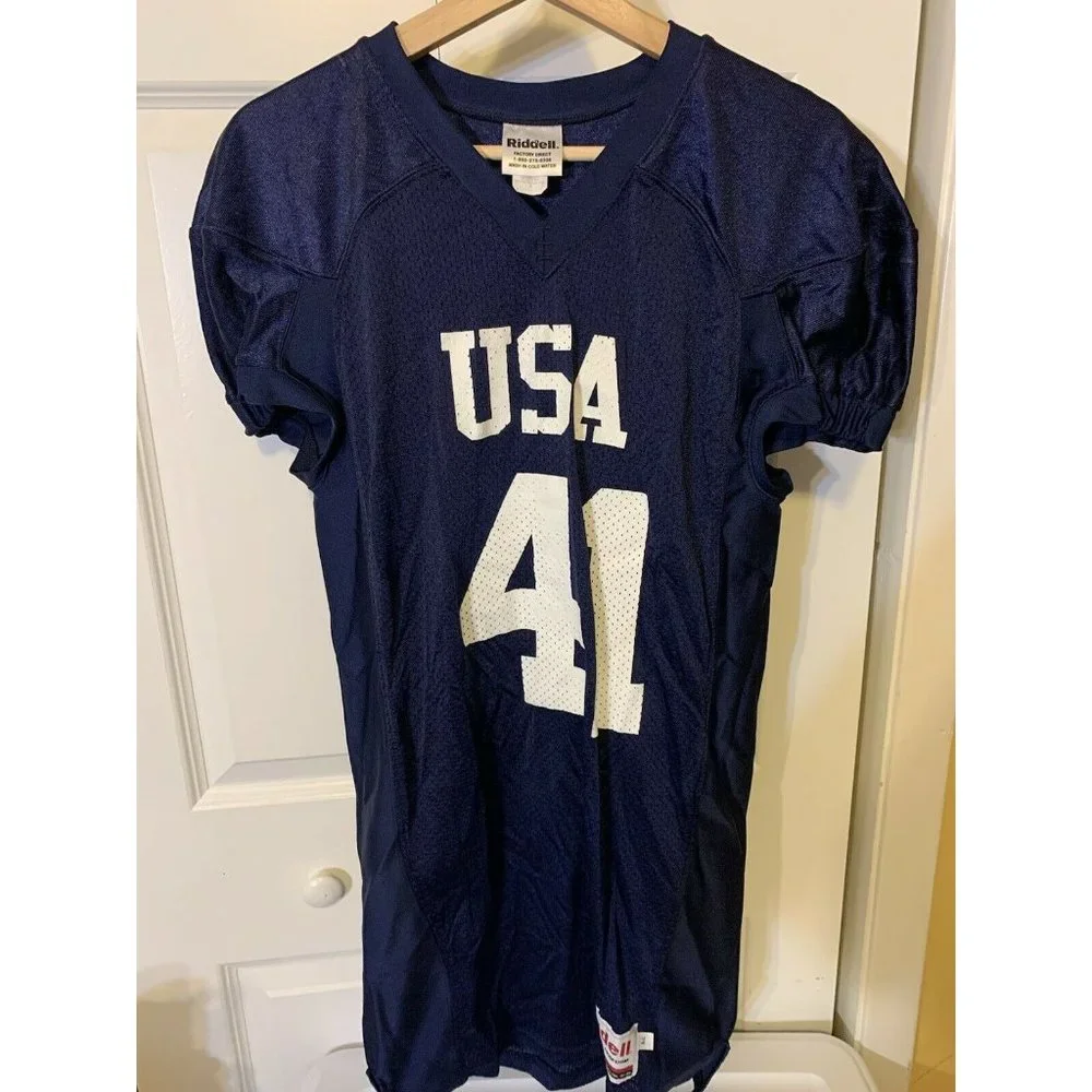 Riddell USA 41 Football Practice Jersey Men's Size‎ L Blue White team USA